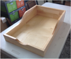 High-back shelf with scoop